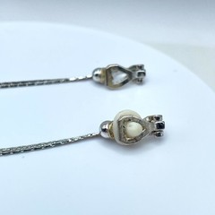 Silver-Tone Bezel Faceted Rhinestone Dangle Long Linear Drop Clip-On Earring
