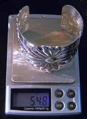 925 Sterling Silver Vintage Sunflower Bracelet Carved Daisy Flower