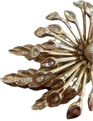 Vintage Gold Tone Floral Starburst Brooch Pin Mid Century Modern Statement 2.5″