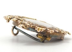 Victorian 15k 18k Yellow Gold Handmade Brooch Hand Painted Blonde Red Head Woman