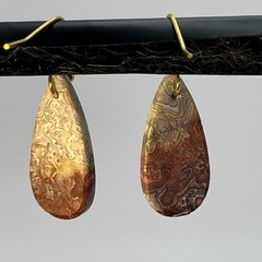 Crazy Lace Agate Teardrop Earrings Gold French Wire lightweight Gemstone Boho