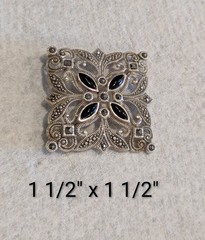 Sterling Silver and Marcasite Black Onyx Pin/Brooch Vintage