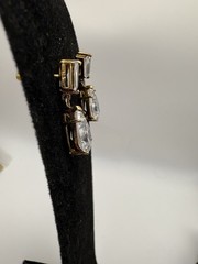 Sterling Silver And Crystal Drop Earrings Look Pear Tear Drop Shaped, Stunning!