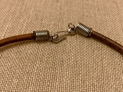 Vintage Artisan Necklace Leather Cord 14″ Choker Ethnic Tribal