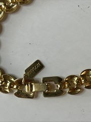 Vintage REVLON Gold Tone Double Row Nanette Link Bracelet Charm Tag