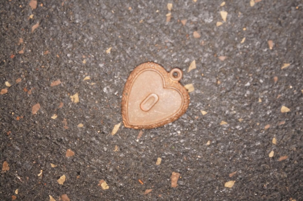 Antique Copper Heart Pendant Charm with Zero on It