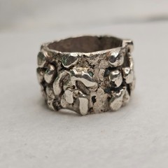 Vintage Brutalist Sterling Silver Abstract Figural Wide Band Ring Size 10 26.85g