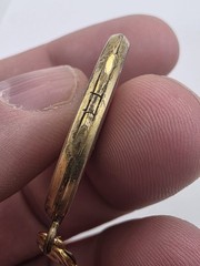 1938 Vintage Gold Plated Oval Locket “BTF” Monogram – Young Man + Red Tractor