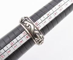 925 Sterling Silver Vintage Ring Floral Scrollwork Spinner Band Sz 10 RG35902