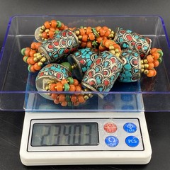 Beautiful Handmade Nepali Jewellery Turquoise Coral & Brass Beads Necklace