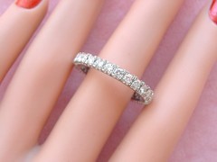 VINTAGE 1.35 ctw BRILLIANT DIAMOND PLATINUM ETERNITY BAND RING 1950 sz 10-10.25