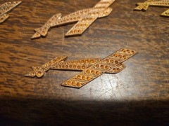 Lot Of 10 Studded Planes France Vintage 60s Brass Stampings Findings Jewelry