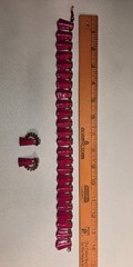 1950’s Matisse Renoir Red Ombre Enamel On Copper Choker & Earrings