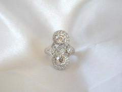 Vintage Sterling Silver 925 CZ Large Antique Style Ring Size 6