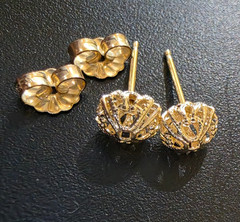 Vintage 14k Yellow Gold 6mm Filigree Flower Dome Stud Earrings – 0.6 g Starburst