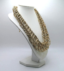 Vintage RJ Graziano modernist interlocking rings statement necklace