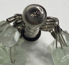 Elegant Sterling Silver 925 Clasp, Prehnite & Silver Pearl Accents 15” Necklace