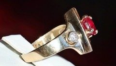 14k yellow gold 1.80ct natural diamond sz 9 ring ruby vintage heated 8.7g N2973L