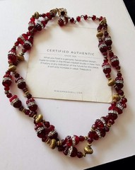 MIRIAM HASKELL 40′ HORSESHOE 2-PC BLOOD RED CÔTELÉ & NUGGET BEAD ICE R/S ACCENTS