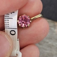 Vintage 60s Pink Topaz Rhinestone Huggies Gold Tone Earrings Screwback