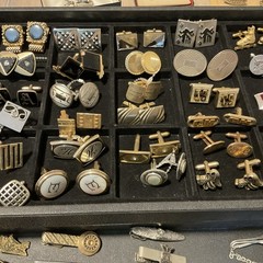 VINTAGE 87 PC MEN’S JEWELRY LOT CUFFLINKS TIE BARS CHAINS, TACS & SETS FREE SHIP