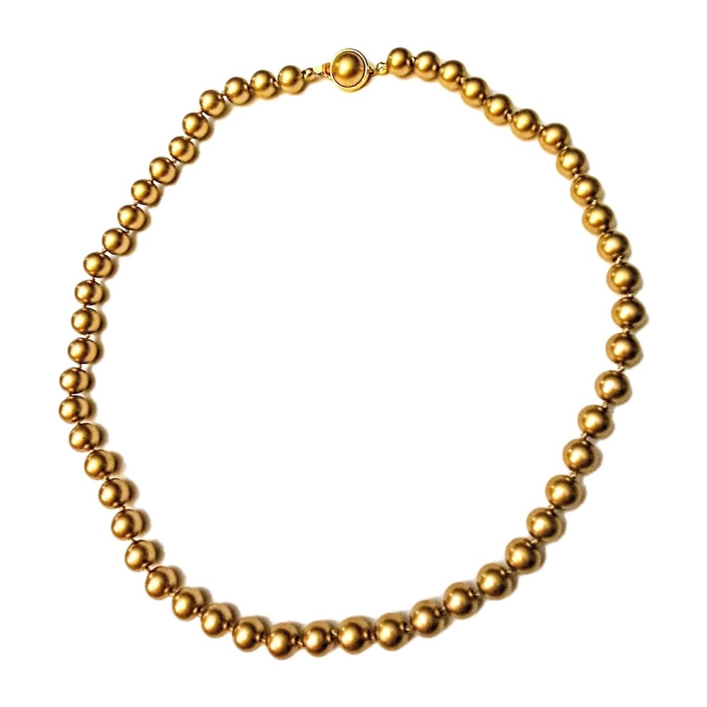 Carol Lee Vintage Gold Tone With Champagne Color Beaded Necklace