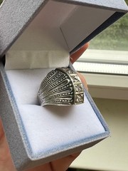 Vintage Sterling Silver 925 Ring with Clear Stones – 6.02 g – Size 16–17