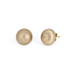 Vintage Portuguese 19k Yellow Gold Stud Earrings Buttons Satin Finish