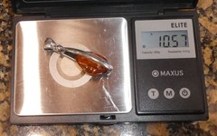 Vintage Sterling Silver 925 Baltic Amber Pendant Modernist – 1 7/8″l – 10.5g