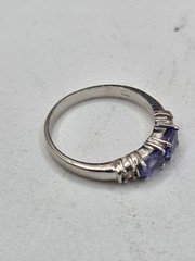Vintage 14k white gold Diamond & Tanzanite ring