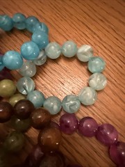 Vintage Lucite Bracelet Lot Marbled Plastic Stretch Bead Bracelets 10
