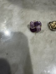 purple and lavender marbled enamel knot design Earrings.