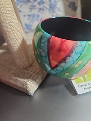 Vintage Chunky Bangle Bracelet Yellow Green Blue Pink .5 Inches Wide