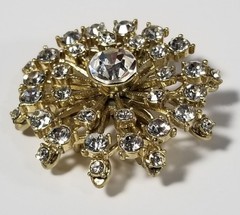 rhinestone brooch pin pendant clear starburst mid century atomic vintage jewelry