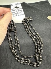 Necklace 56″ Single Strand Knotted Push-In Clasp AUSTRIA Vintage Silver M-6936