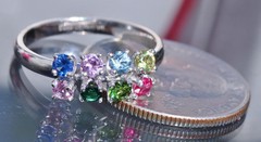 14k white gold mother’s size 8 ring 0.99ct lab created gemstones 3.0gr