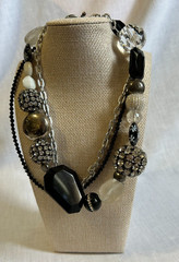 Chunky 80s Statement Necklace Glass Metal & Plastic Beads