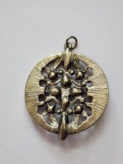 Art Nouveau Art Deco Style Pendant Green & Gold Tone Cross