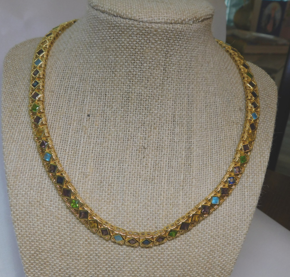 Suzanne Somers Vintage Glamour Collection 18k gold plated gemstones 18″ RARE!