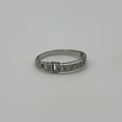 Vintage Antique Art Deco Platinum Diamond Filigree Wedding Band Ring Size 5.75