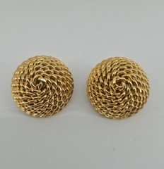 Vintage INAR Italy Gold Tone Spiral Dome Clip-on Earrings
