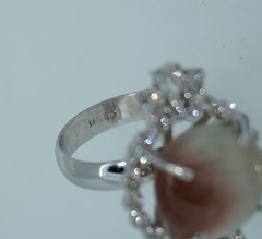 Unusual Cat’s eye Watermelon Tourmaline & Diamond 14K Ring