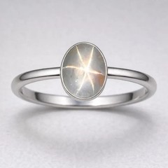 Natural White Star Sapphire Ring 925 Sterling Silver Minimalist Ring
