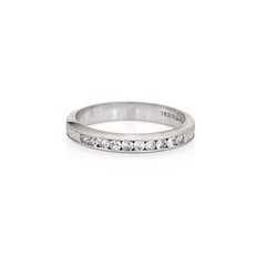 Vintage Art Deco Diamond Ring Sz 5 Platinum Wedding Band Half Hoop Jewelry