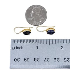 Vintage Gold-Tone Sterling Silver 925 Purple Glass Drop Earrings