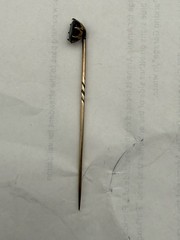 Antique 10k Or Better Yellow Gold and Almandine Garnet Solitaire Stickpin