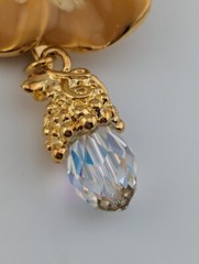 Kirks Folly Pansy Flower Brooch peach & AB crystals fairy angel pin goldtone B6