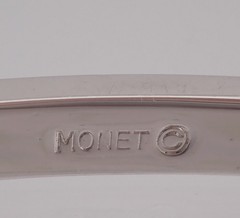 Vintage Monet Oblong Tension Close 6 1/2″ Hinged Silver Tone Bangle Bracelet