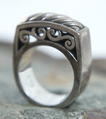 Vintage Brighton Signet Ring Size 6 925 Sterling Silver Fluted Scroll Filigree