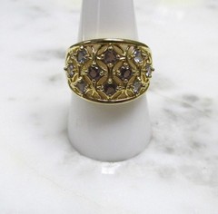 Ross Simons GP Sterling Silver Dome Ring w/ Unknown Stones ~ 6.4g ~ 4-C328